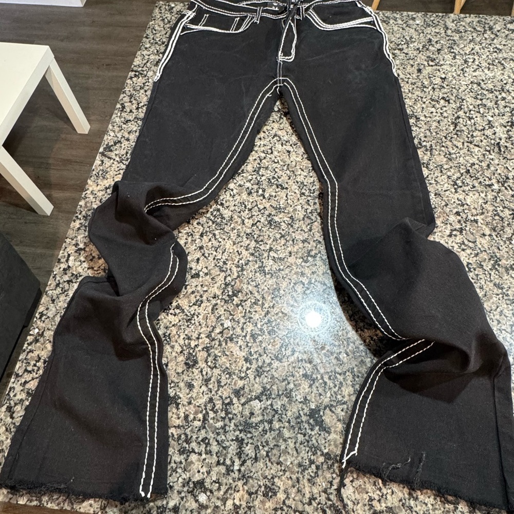Waimea Black Jeans with White Contrast Stitching